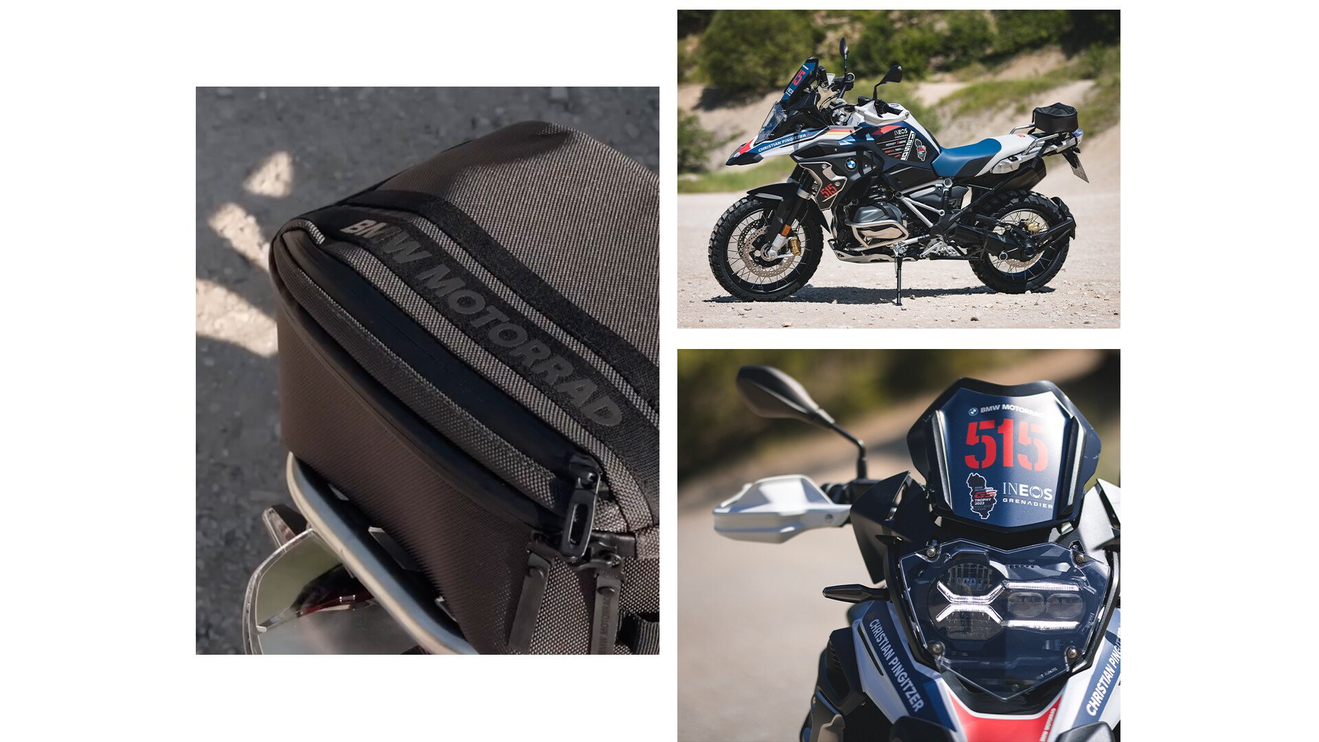 Dettagli della moto, come ad esempio la protezione motore, il vetro di protezione del faro anteriore e il profilo della moto