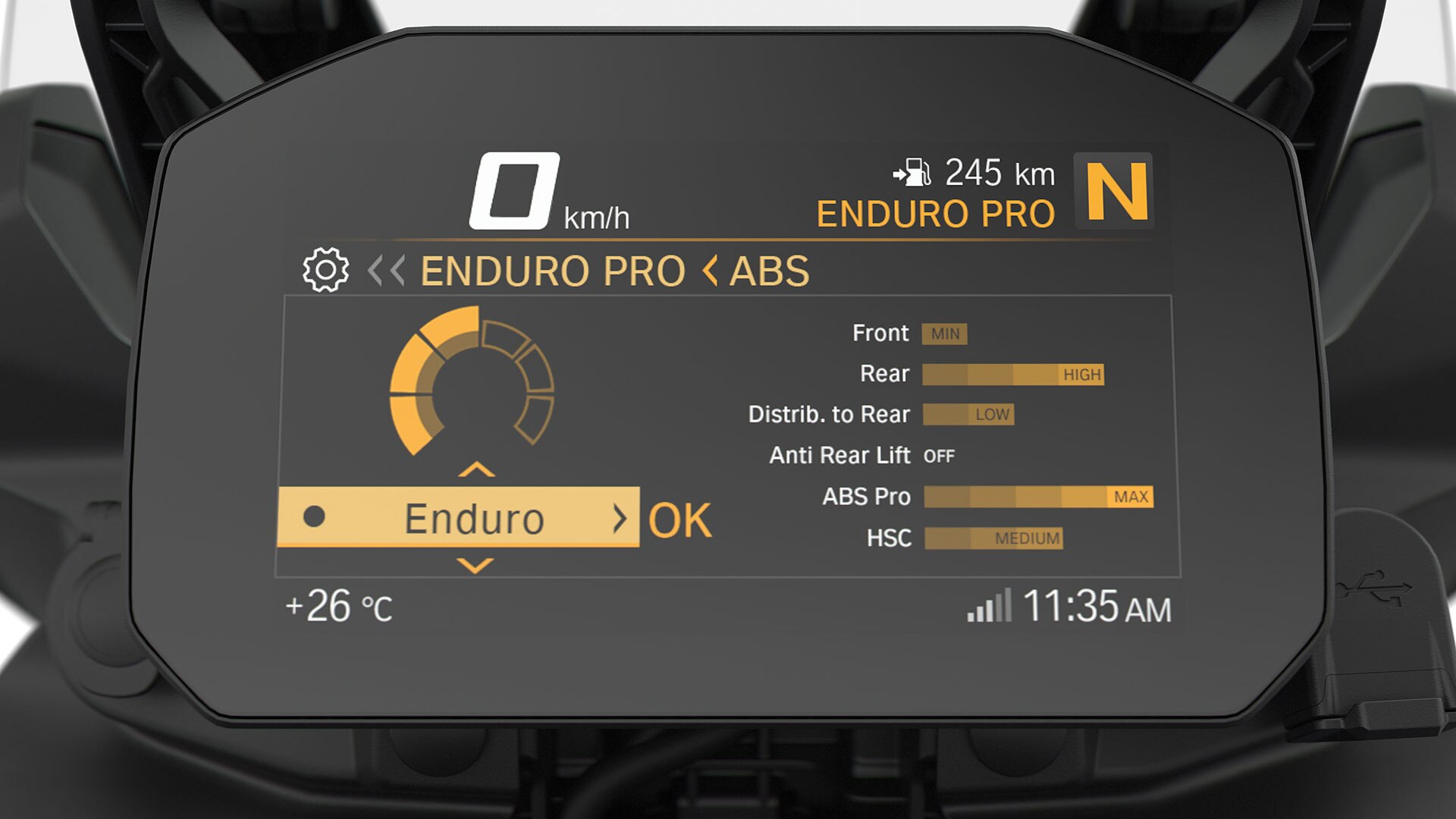 Vediamo l'indicazione delle modalità di guida Pro nel display TFT della F 850 GS.