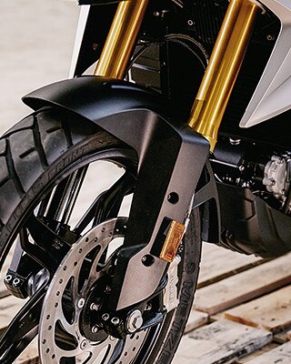 Forcella a steli rovesciati anodizzata color oro della G 310 GS.
