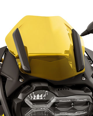 Vediamo il parabrezza sportivo in giallo della Edition 40 Years GS.