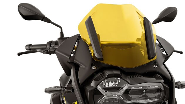 Vediamo il parabrezza sportivo in giallo della Edition 40 Years GS.