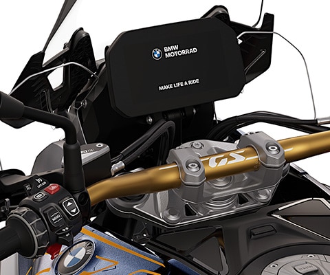 Il manubrio dorato della BMW R 1300 GS Option 719 Biscaya
