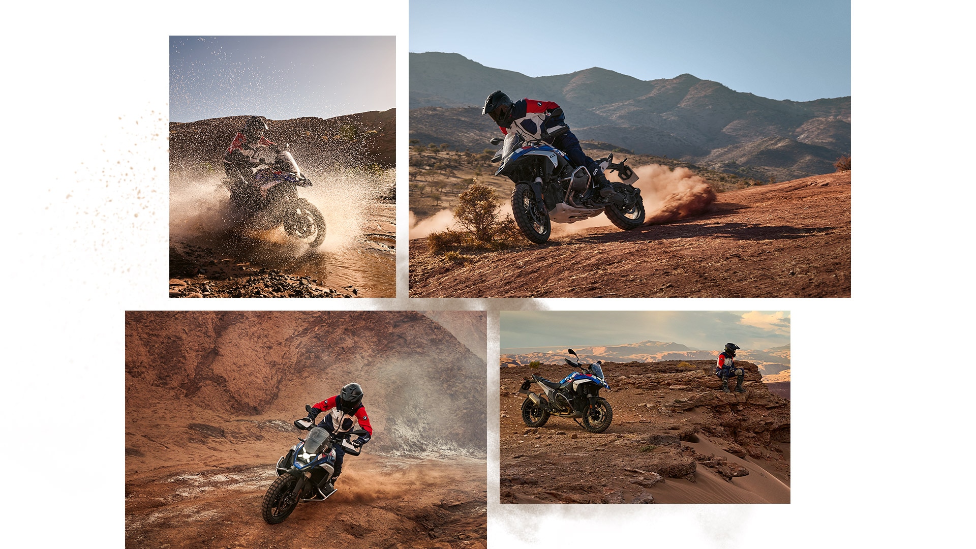 Collage della R 1300 GS Trophy in fuoristrada