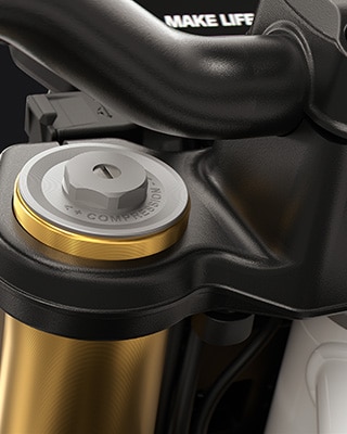 La forcella upside-down da 43 mm color oro della F 450 R di BMW Motorrad