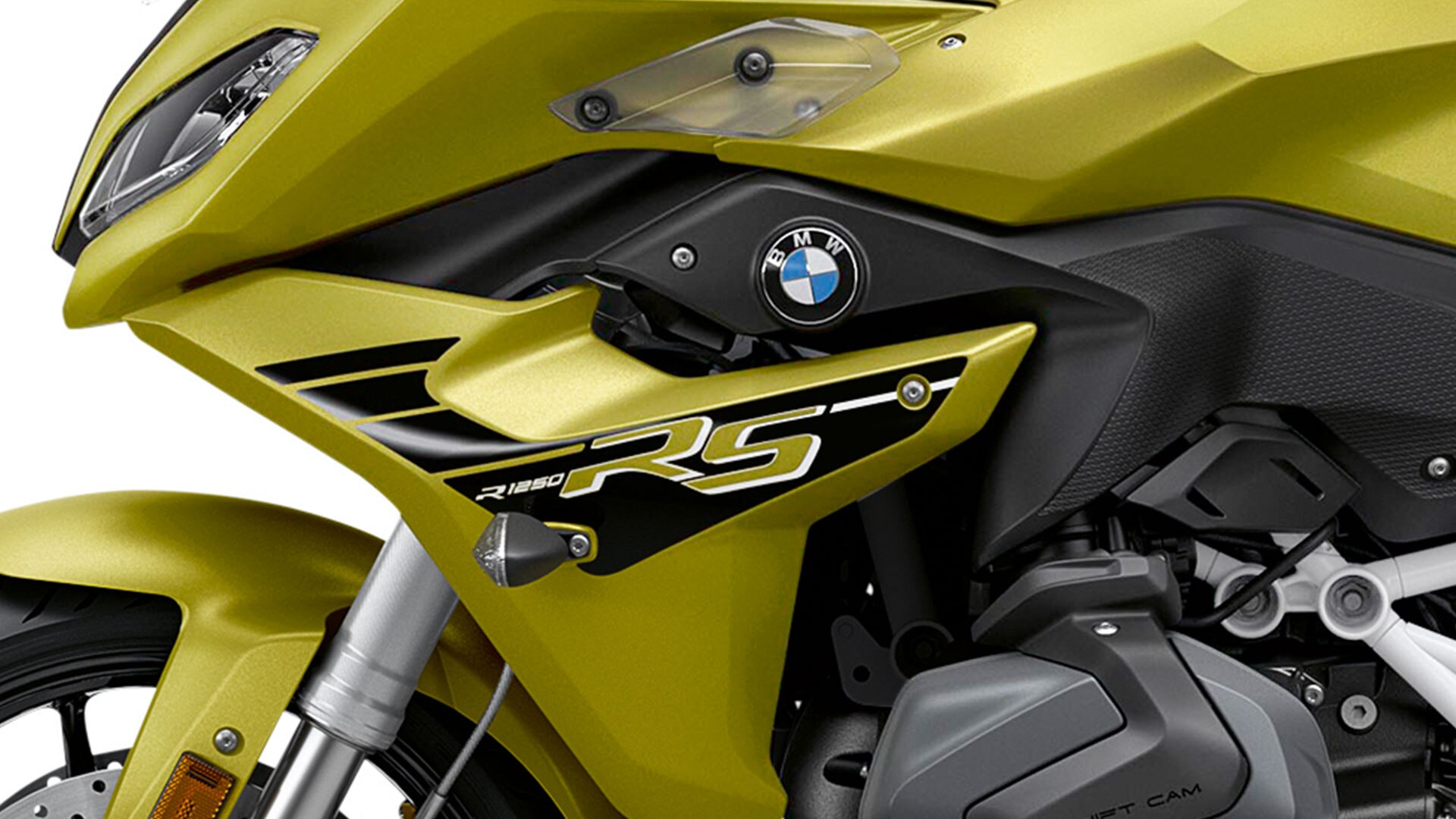 La 1250 RS in Style Sport nel colore Austin Yellow metallizzato opaco.